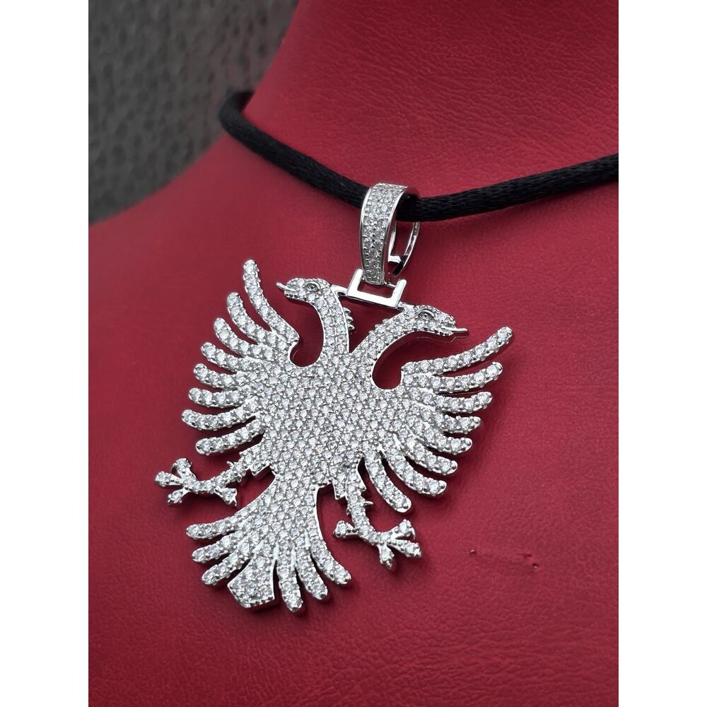 ALBANIAN EAGLE STERLING SILVER 925 PENDANT CZ